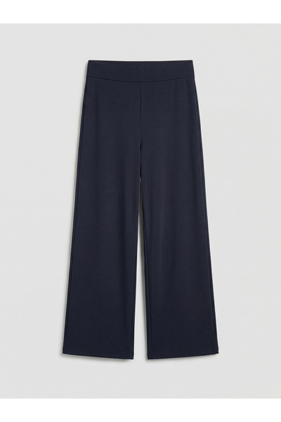 LC Waikiki Navy blue soft touch women's tracksuit bottoms with elastic waist ...