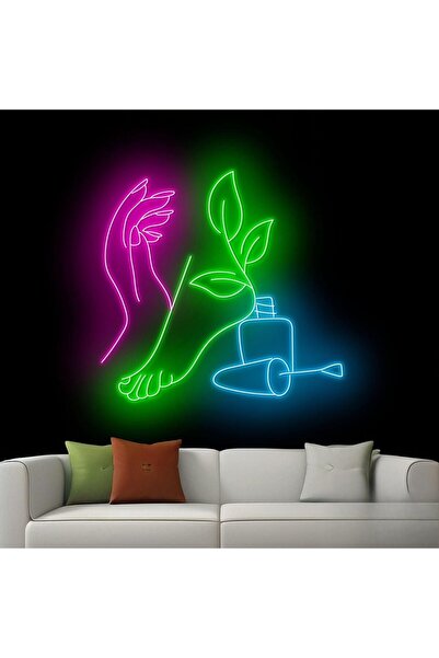 Slasa Nail Salon Hair Washing Cutting Styling LED Neon Sign Wall Decor 43x43 cm