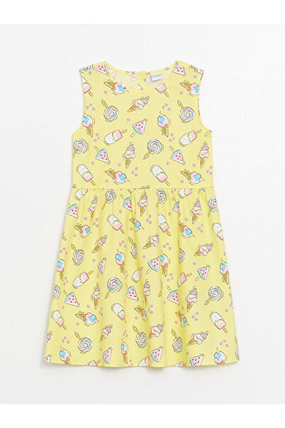 LC Waikiki Yellow Crew Neck Patterned Girl's Dress from Güli̇s Gi̇yi̇m