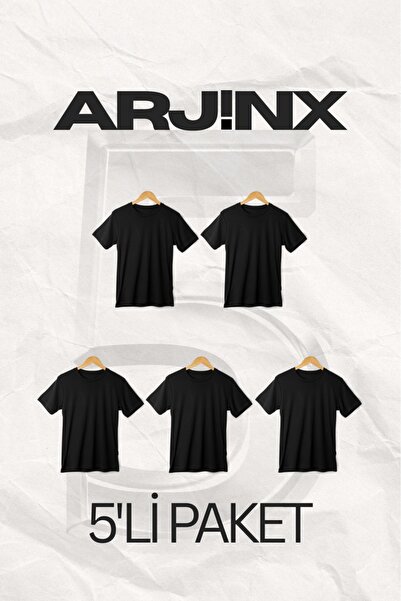Yetişkin Unisex Baskısız Tişört 5'li Oversize
