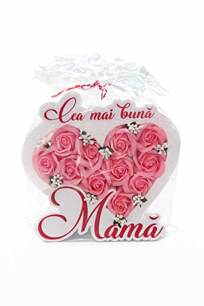 OEM Decorative Arrangement "Best Mom" ​​Heart with Pink Roses