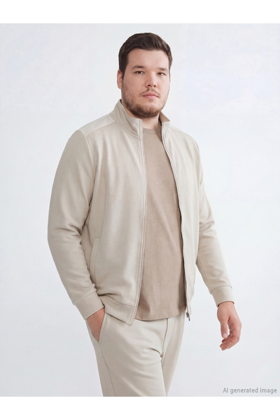 LC Waikiki Sweatshirt cu fermoar pentru bărbați, cu guler tip halat, Sparklin...