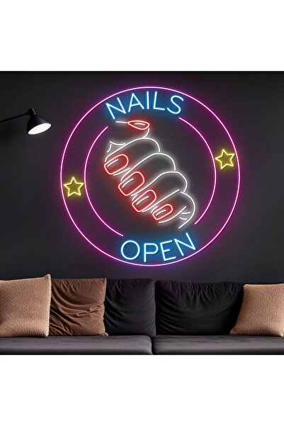 Slasa Nail Salon Hair Washing Cutting Styling LED Neon Sign Circle Wall Decor...