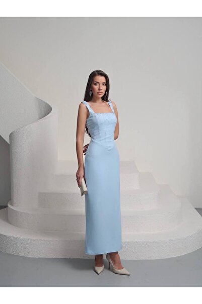 zoezoe Taşlı Tasarım Uzun Elbise Romane