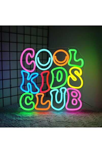 Slasa Cool Kids Club Multicolor LED Neon Wall Decor with Acrylic Base 33x33 cm