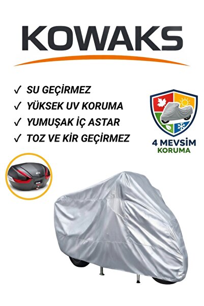 KOWAKS Benda Rock 250 Arka Çanta Uyumlu Motosiklet Brandası, Motor Brandası, Gri