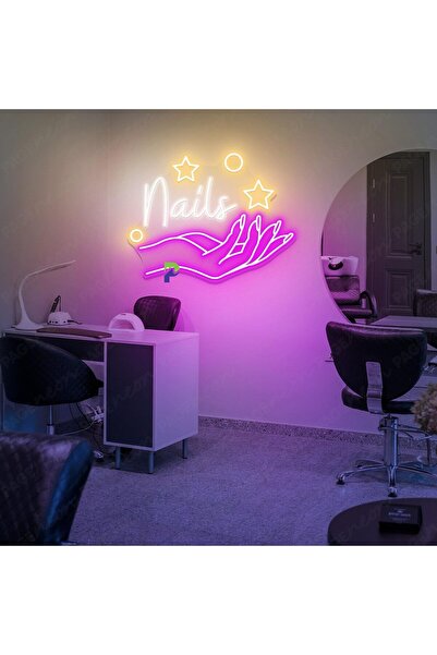 Slasa Nail Salon Hair Washing Cutting Styling LED Neon Sign Wall Decor 40x50 cm