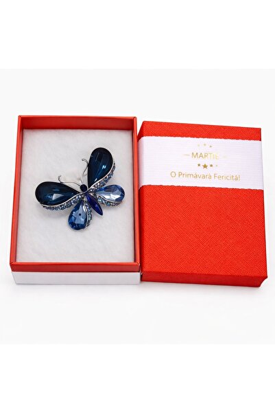 OEM Broșă Elegantă Fluture Albastru cu Cristale – Mărțișor – Accesoriu de Pri...