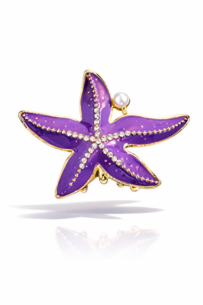 cityvision Stone Starfish Model Purple Color 6.5 cm Metal Hairpin