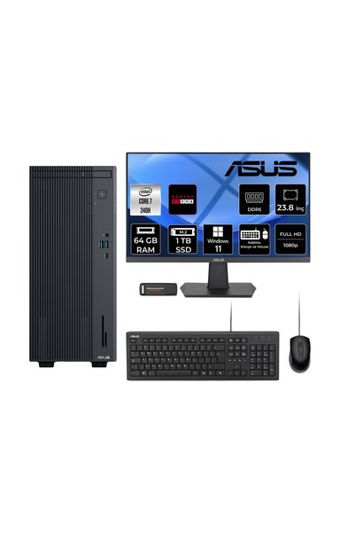 ASUS ExpertCenter P500 Core7 240H 64GB 1TB SSD RX550/4GB W11P Masaüstü Bilgisayar + 23.8" Monitör