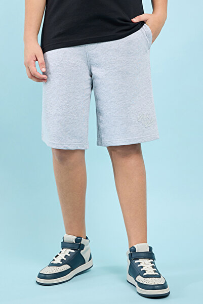 R&B Boy's Gray Printed Shorts with Drawstring Waist