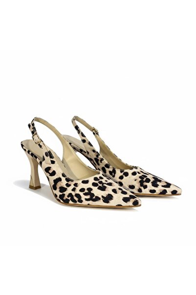 KS KADİR SARAÇ حذاء نسائي بكعب عالٍ بنمط جلد الفهد من KADEH TAPUK