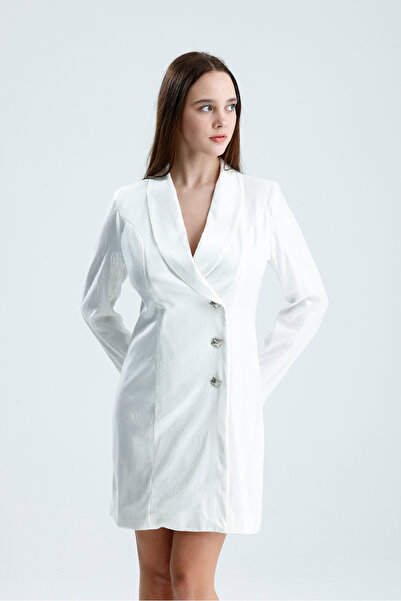 Sense Lined Front Metal Buttoned Sequined Evening Dress Double Breasted Jacke...