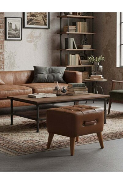 Maisonord Ottocase Nostaljik El Yapımı Kapitone Deri Puf - Kahverengi