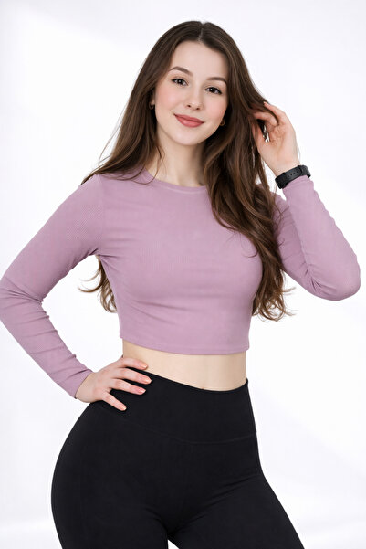 mezozoik Women's Ribbed High Stretch Long Sleeve Crop Body