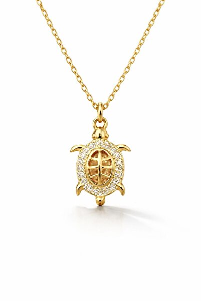 LİNOVE JEWELLERY 925 Ayar Gümüş Kaplumbağa Kolye, Gümüş Minimal Kaplumbağa Ko...