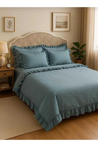 Lavin 100% Cotton Ruffled Double Duvet Cover Set