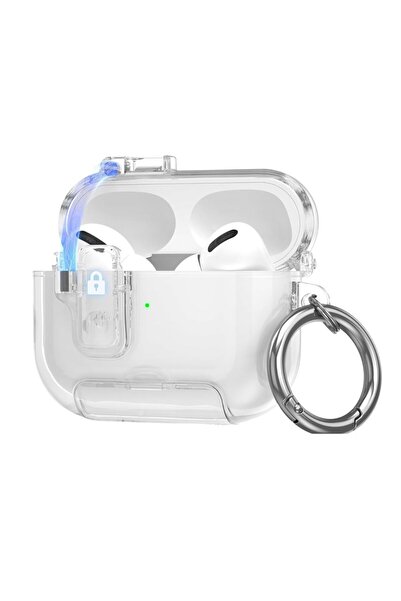 UnDePlus Airpods Pro 3. Nesil ile uyumlu Kılıf Standlı Kilitli TPU Premium Matte Trip Case Şeffaf
