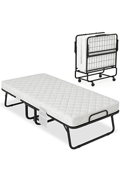 Yoawllty Portable single bed, foldable bed filled with memory foam. [75 inche...