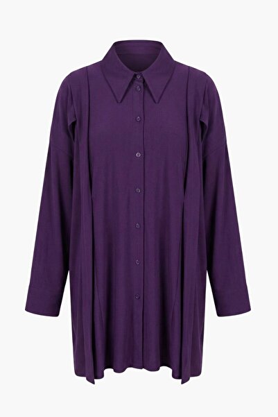 Mizalle Omuz Detaylı Mor Polyamid Bluz