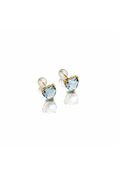 14K Gold Plated Blu Love Stud Küpe