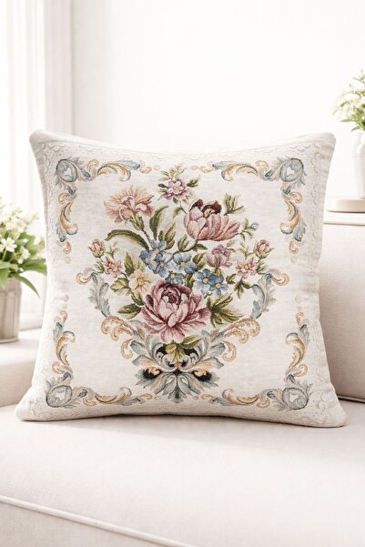Yeshome Collection Klasik Şıklık Goblen Çiçek Desenli Dekoratif Yastık Kılıfı...