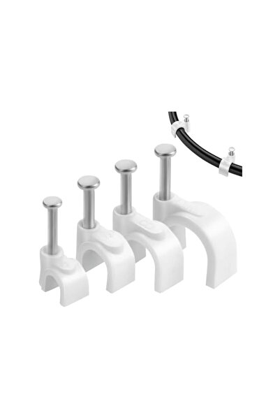 The Bros 400 قطعة من مشابك الكابلات بأربعة أحجام، مشابك تثبيت الكابلات البيضا...