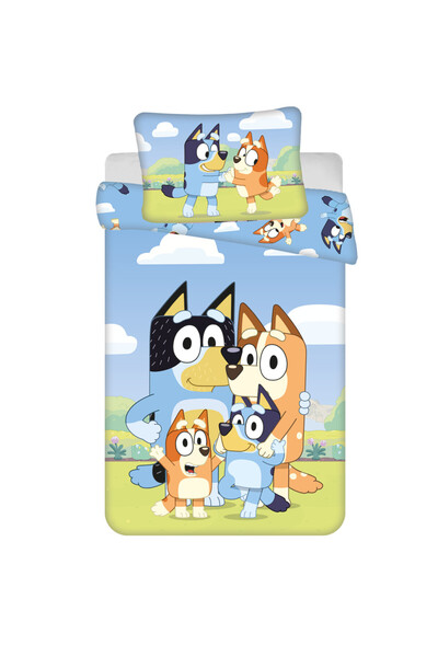 bluey Happy Family children's Duvet Cover Set set, 100×135cm, 40×60 cm