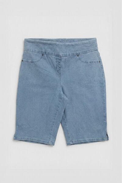 Bluewhite Women's High Waist Lycra Stretchy Light Blue Jean Shorts