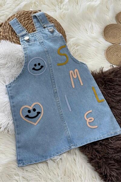 morbella Nakış Detaylı Ayarlanabilir Askılı Kot Salopet Elbise