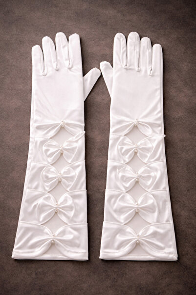 PARTİPORT قفازات طويلة من الساتان واللؤلؤ