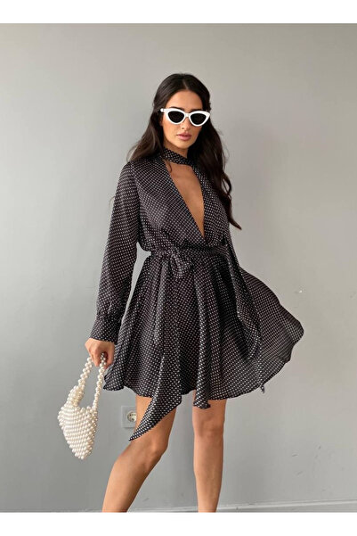 Mad Diva Black Polka Polka Dot Mini Dress, Ofelia