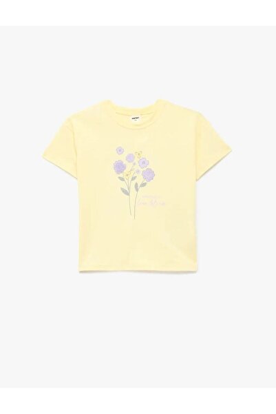 Koton Tricou cu mânecă scurtă din bumbac guler rotund Floral