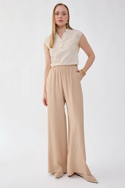 Vitrin Wide Leg Trousers with Elastic Waist
