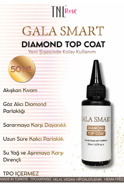 gala smart TNL Rose Diamond Extra Parlak Top Coat 50 ML