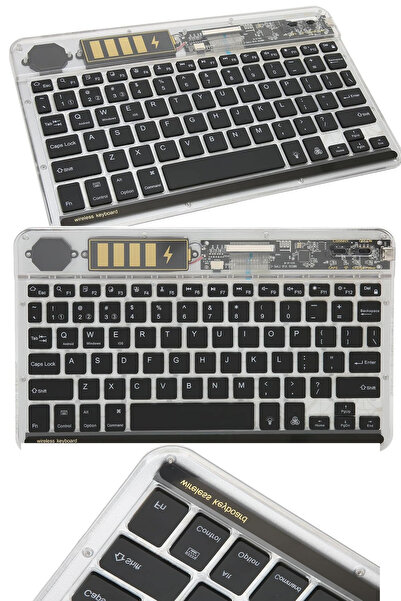 TechnoStation Küçük Boy Kablosuz Şeffaf Tasarım Laptop Telefon Tablet Klavyes...