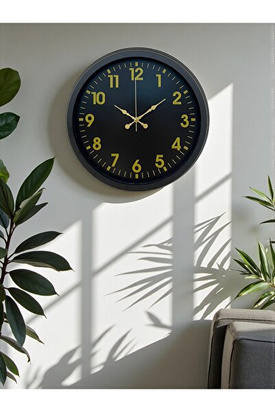 TakÇalıştır ساعة حائط معدنية مزخرفة باللون الأسود مقاس 40 سم
