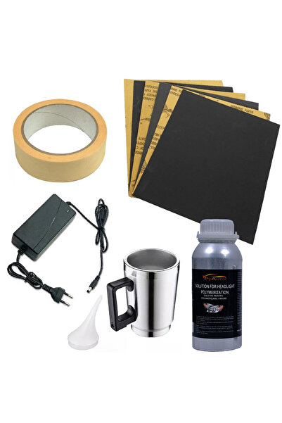 PyAuto Set de lustruire faruri - Vas de evaporare + Soluție polimerică + 6 fo...