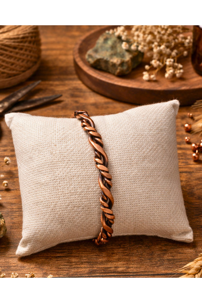 SUFİ TESBİH & ESANS VE HEDİYELİK Burgu Örgü Desenli Unisex Bakır Bileklik | E...