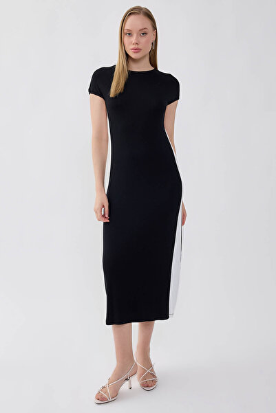 Vitrin Round Neck Two Color Dress