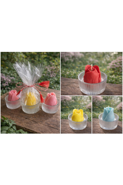 HandmadewithlovebyCameliaM Set of 5 tulip-shaped scented martisors