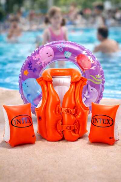 Fidan oyuncak Intex 6-9 Years Triple Swimming Learning Set - Life Vest (50X47...