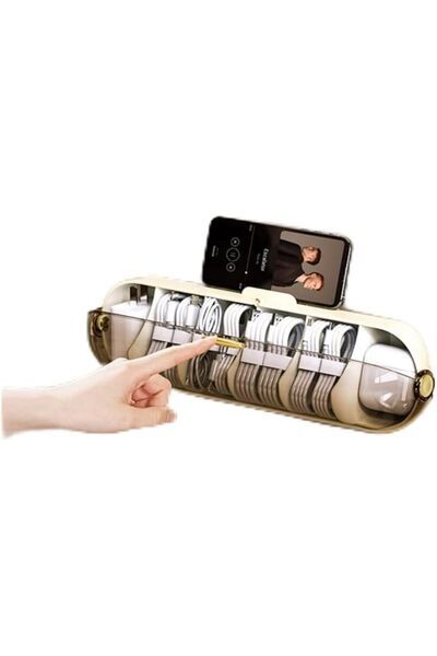 The Bros صندوق تنظيم الكابلات المثبت على الحائط بغطاء مغناطيسي، منظم شواحن وص...