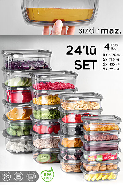 DELTAHOME 24-Piece Anthracite Color Leak Proof Storage Set - Organizer Organi...