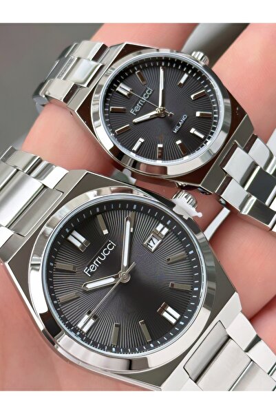 Ferrucci Silver Color Steel Cord Bay Lover's Watch + Bracelet