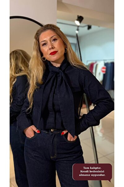 Serpirella Butik Lace-Up Denim Shirt