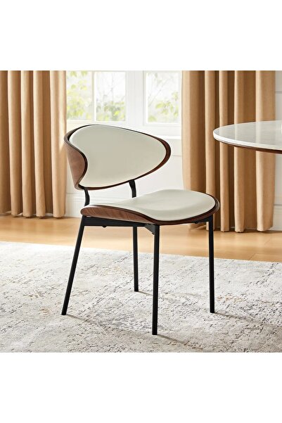 Vi Markets A stylish modern chair featuring a curved wooden frame with a soft...