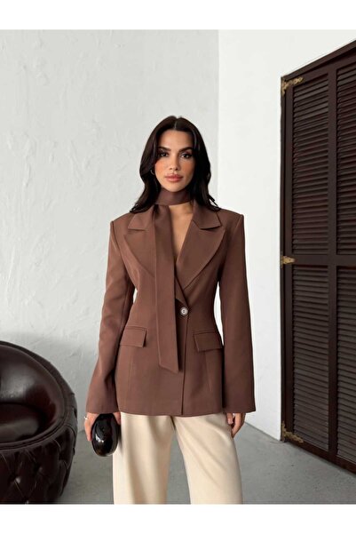 Bak'ap Premium Padded Scarf and Waist-Slit Blazer Jacket Diena