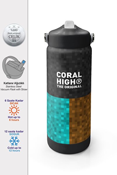 Coral High Craft Desenli Katlanır Ağızlıklı Çelik Termos 650 ml 38316