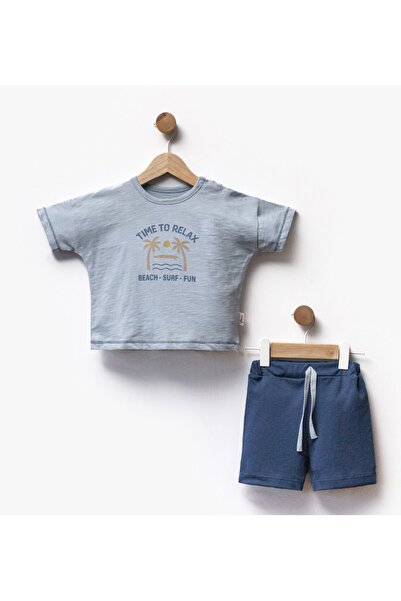 Bellamio Kids Palm Tree Patterned Baby Boy Shorts and Top Set